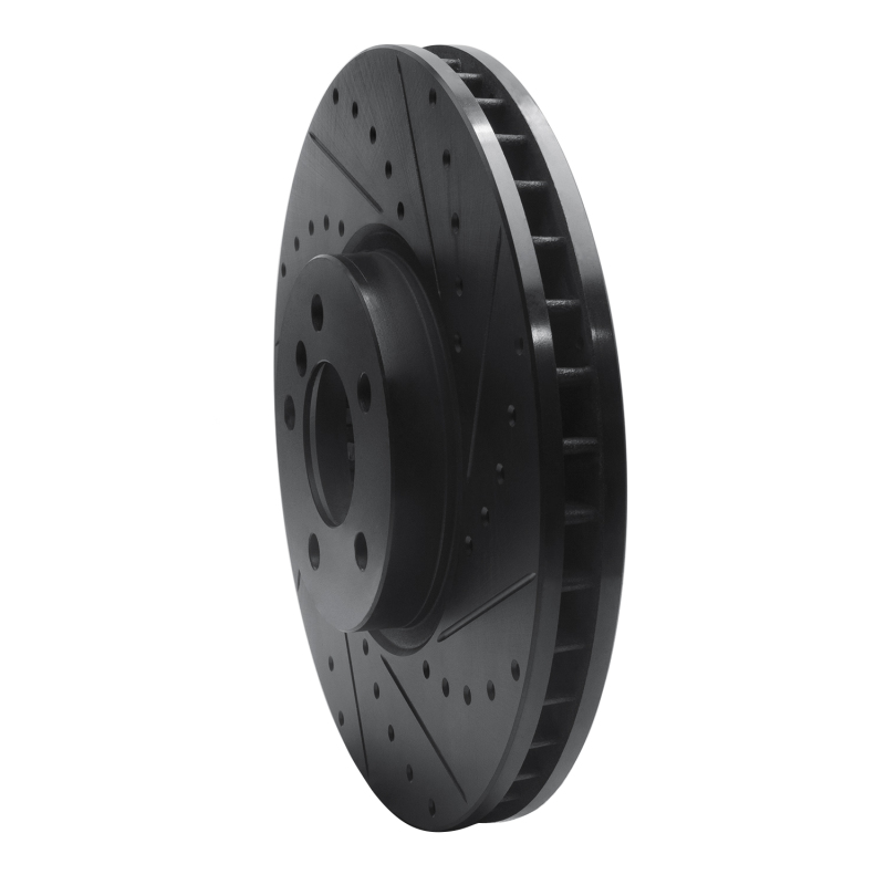 BMW X5 Brake Rotor (1) - Front Right - R1 Concepts - Drilled & Slotted - Black - `02-`06